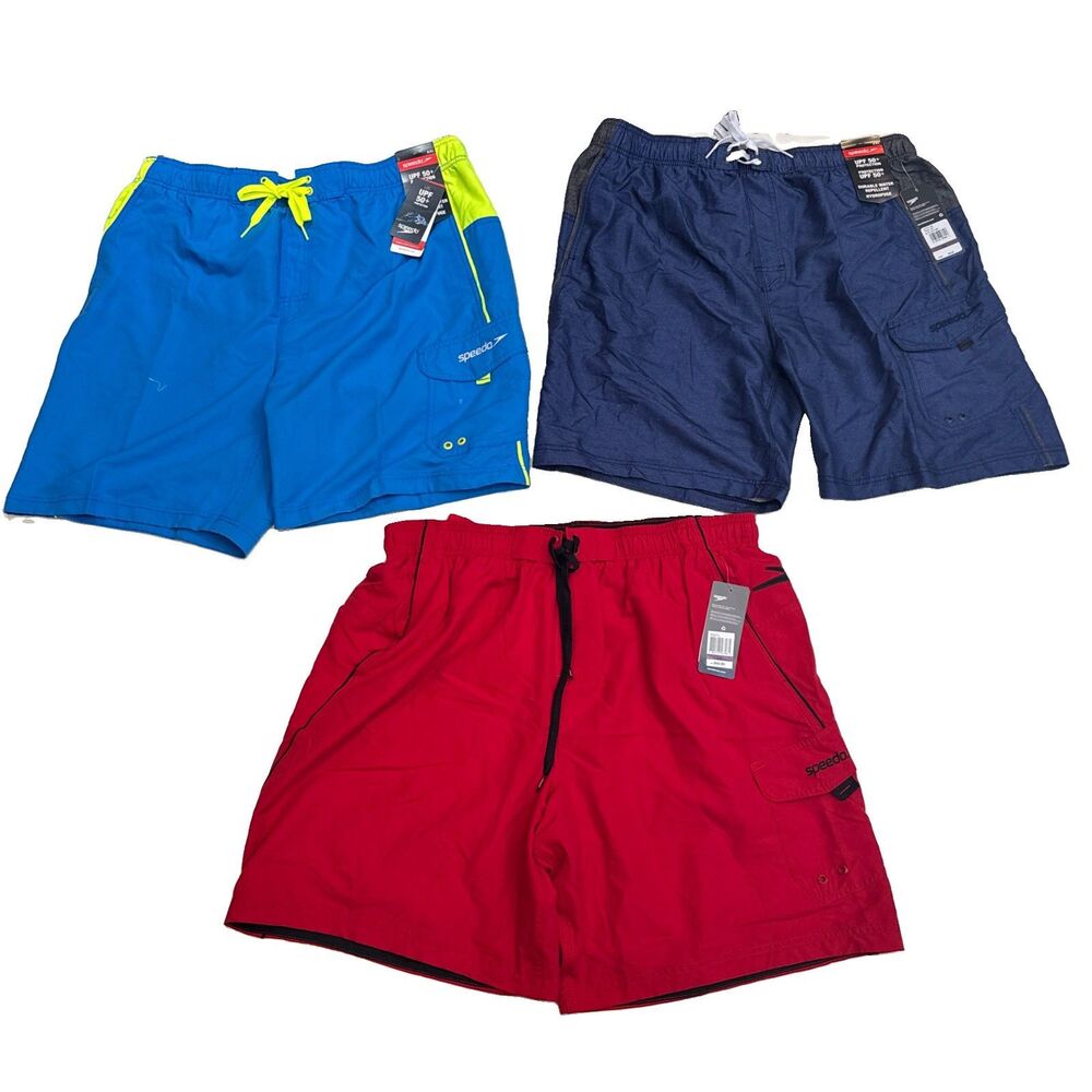Lot Of 3 Speedo Swim Trunks Mens 2XL Bathing Suit Mens New w/ Tags- $126 Value